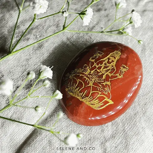 Laxmi Mata Engraved Coin - Carnelian